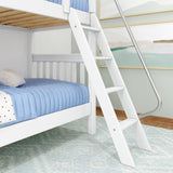 GOTIT WS : Classic Bunk Beds Twin Medium Bunk Bed with Angled Ladder on Front, Slat, White