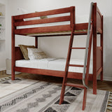 GOTIT XL CP : Classic Bunk Beds Twin XL Medium Bunk Bed with Angled Ladder on Front, Panel, Chestnut