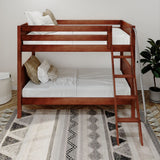 GOTIT XL CP : Classic Bunk Beds Twin XL Medium Bunk Bed with Angled Ladder on Front, Panel, Chestnut