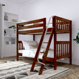 GOTIT XL CS : Classic Bunk Beds Twin XL Medium Bunk Bed with Angled Ladder on Front, Slat, Chestnut
