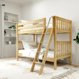 GOTIT XL NS : Classic Bunk Beds Twin XL Medium Bunk Bed with Angled Ladder on Front, Slat, Natural