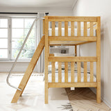 GOTIT XL NS : Classic Bunk Beds Twin XL Medium Bunk Bed with Angled Ladder on Front, Slat, Natural