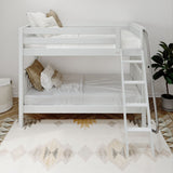 GOTIT XL WS : Classic Bunk Beds Twin XL Medium Bunk Bed with Angled Ladder on Front, Slat, White