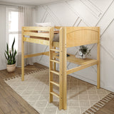 GRAND1 NP : Storage & Study Loft Beds Full High Loft Bed with Straight Ladder + Desk, Panel, Natural