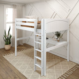 GRAND1 WP : Storage & Study Loft Beds Full High Loft Bed with Straight Ladder + Desk, Panel, White