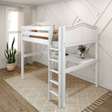 GRAND1 XL WC : Study Loft Beds Full XL High Loft Bed with Straight Ladder + Desk, Curved, White