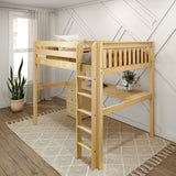 GRAND2 NS : Storage & Study Loft Beds Full High Loft Bed with Straight Ladder + Desk, Slat, Natural