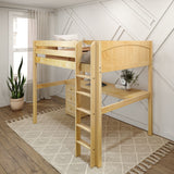 GRAND2 XL NP : Study Loft Beds Full XL High Loft Bed with Straight Ladder + Desk, Panel, Natural