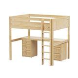 GRAND3 NP : Storage & Study Loft Beds Full High Loft Bed with Straight Ladder + Desk, Panel, Natural
