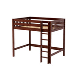 GRAND CS : Standard Loft Beds Full High Loft Bed with Straight Ladder on Front, Slat, Chestnut