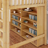 GRAND LIB NS : Storage & Study Loft Beds Full Library High Loft, Slat, Natural