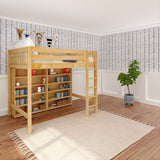 GRAND LIB NS : Study Loft Beds Full Library High Loft, Slat, Natural