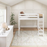GRAND MWS : Loft Bed Modern Full High Loft Bed with Straight Ladder on Front