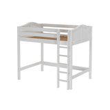 GRAND WC : Standard Loft Beds Full High Loft Bed with Straight Ladder on Front, Curved, White