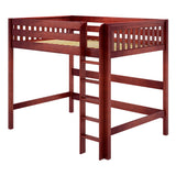 GRAND XL CS : Loft Bed Full XL High Loft Bed with Straight Ladder on Front, Slat, Chestnut