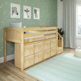 GREAT5 NP : Storage & Study Loft Beds Twin Low Loft Bed with Stairs + Storage, Panel, Natural