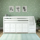 GREAT5 WS : Storage & Study Loft Beds Twin Low Loft Bed with Stairs + Storage, Slat, White