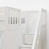 GREAT XL WS : Standard Loft Beds Twin XL Low Loft Bed with Stairs, Slat, White