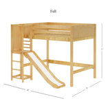 GROOVE NP : Play Loft Beds Full High Loft Bed with Slide Platform, Panel, Natural