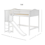 GROOVE WC : Play Loft Beds Full High Loft Bed with Slide Platform, Curve, White