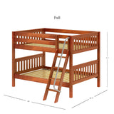 GULP CS : Classic Bunk Beds Full Low Bunk Bed with Angled Ladder on Front, Slat, Chestnut