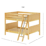 GULP NP : Classic Bunk Beds Full Low Bunk Bed with Angled Ladder on Front, Panel, Natural
