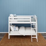 GULP WC : Classic Bunk Beds Full Low Bunk Bed with Angled Ladder on Front, Curved, White