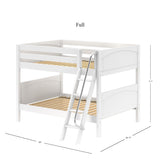 GULP WP : Classic Bunk Beds Full Low Bunk Bed with Angled Ladder on Front, Panel, White