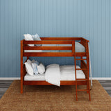 GULP XL CS : Classic Bunk Beds Full XL Low Bunk Bed with Angled Ladder on Front, Slat, Chestnut