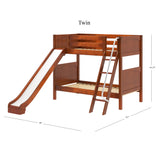 HAPPY CP : Play Bunk Beds Twin Medium Bunk Bed with Slide, Panel, Chestnut