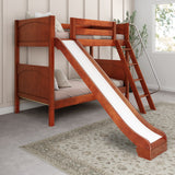 HAPPY CP : Play Bunk Beds Twin Medium Bunk Bed with Slide, Panel, Chestnut