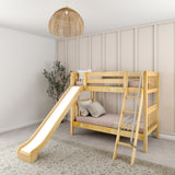 HAPPY NS : Play Bunk Beds Twin Medium Bunk Bed with Slide, Slat, Natural