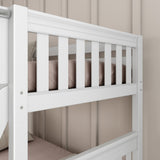 HAPPY WS : Play Bunk Beds Twin Medium Bunk Bed with Slide, Slat, White