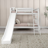 HAPPY WS : Play Bunk Beds Twin Medium Bunk Bed with Slide, Slat, White