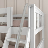 HAPPY WS : Play Bunk Beds Twin Medium Bunk Bed with Slide, Slat, White
