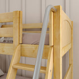 HAPPY XL NP : Play Bunk Beds Twin XL Medium Bunk Bed with Slide and Angled Ladder on Front, Panel, Natural