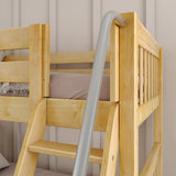 HAPPY XL NS : Play Bunk Beds Twin XL Medium Bunk Bed with Slide and Angled Ladder on Front, Slat, Natural