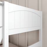 HAPPY XL WP : Play Bunk Beds Twin XL Medium Bunk Bed with Slide and Angled Ladder on Front, Panel, White