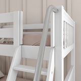 HAPPY XL WS : Play Bunk Beds Twin XL Medium Bunk Bed with Slide and Angled Ladder on Front, Slat, White