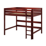 HEFTY XL CS : Loft Bed Queen High Loft Bed with Straight Ladder on Front, Chestnut Slats