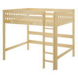 HEFTY XL NS : Loft Bed Queen High Loft Bed with Straight Ladder on Front, Natural Birch Slats