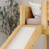 HERO NP : Play Loft Beds Twin Mid Loft Bed with Stairs + Slide, Panel, Natural