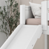 HERO WC : Play Loft Beds Twin Mid Loft Bed with Stairs + Slide, Curve, White