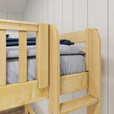 HIGHRISE XL 1 NP : Corner Loft Beds Twin XL High Corner Loft Bed with Ladders on Ends, Panel, Chestnut