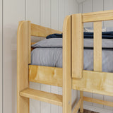 HIGHRISE XL 1 NS : Corner Loft Beds Twin XL High Corner Loft Bed with Ladders on Ends, Slat, Natural