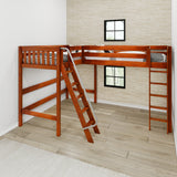 HIGHRISE XL CS : Corner Loft Beds Twin XL High Corner Loft Bed with Ladders, Slat, Chestnut