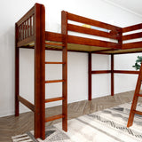 HIGHRISE XL CS : Corner Loft Beds Twin XL High Corner Loft Bed with Ladders, Slat, Chestnut