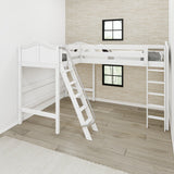 HIGHRISE XL WC : Corner Loft Beds Twin XL High Corner Loft Bed with Ladders, Curve, White