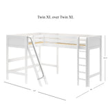 HIGHRISE XL WP : Corner Loft Beds Twin XL High Corner Loft Bed with Ladders, Panel, White