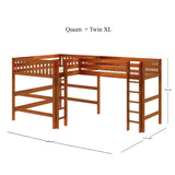 HIGHTIDE XL CS : Corner Loft Beds High Corner Loft Bed - Queen + Twin XL, Slat, Chestnut